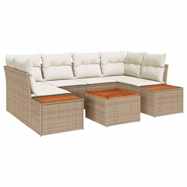 vidaXL Gartensofa-set mit Kissen 6 pcs Beige Poly Rattan