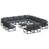 vidaXL Garten-Sofa-Set mit Kissen 14 pcs Schwarz Aluminium