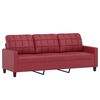 vidaXL 3-Sitzer-Sofa mit Hocker Weinrot 180 cm Kunstleder
