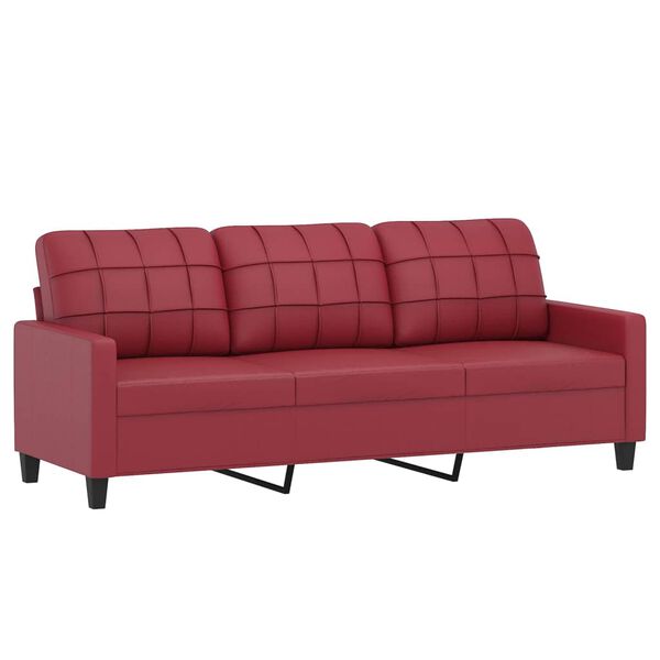 vidaXL 3-Sitzer-Sofa mit Hocker Weinrot 180 cm Kunstleder
