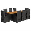 vidaXL 9-tlg. Garten-Essgruppe mit Kissen Schwarz Poly Rattan