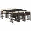 vidaXL 7-tlg. Garten-Essgruppe mit Kissen Braun Poly Rattan