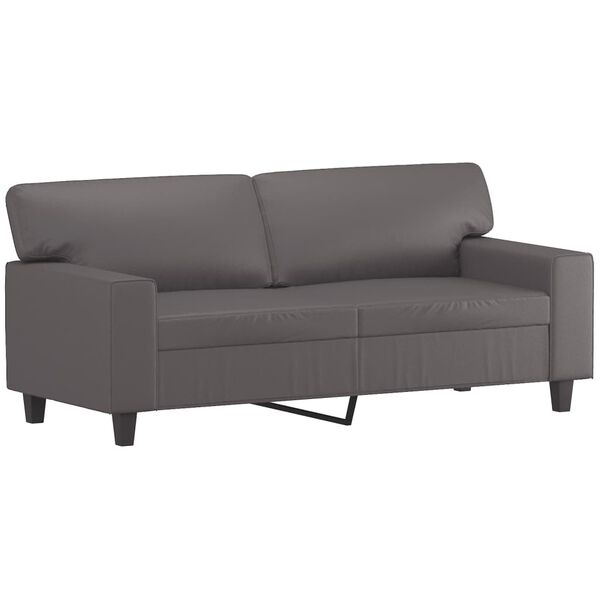 vidaXL 2-Sitzer-Sofa mit Zierkissen Grau 140 cm Kunstleder