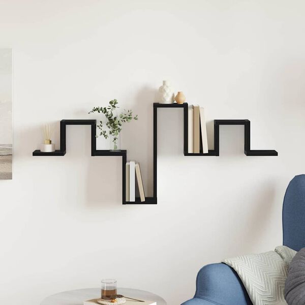 vidaXL Wandregal Wandmontiert Schwarz Eichen-Optik 104,5 x 43 x 10 cm