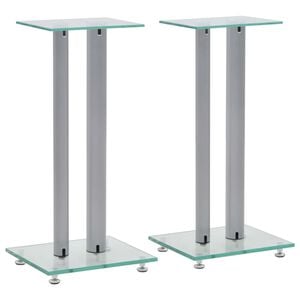 vidaXL Lautsprecherst&auml;nder S&auml;ulen-Design 2 Stk. Hartglas Silbern