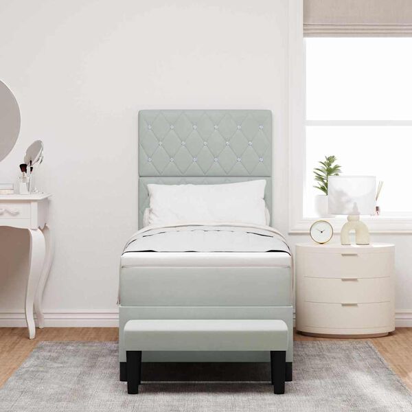 vidaXL Boxspringbett mit Matratze Hellgrau 80 x 200 cm Samt