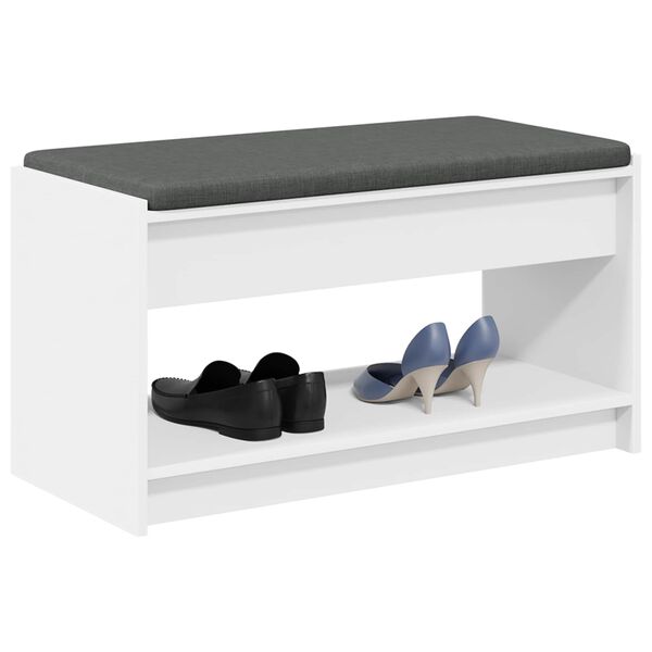 vidaXL Flurbank mit Kissen mit Regal mit Speicher Wei&szlig; 83 x 38 x 45 cm