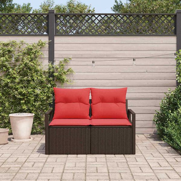 vidaXL Garten-Sofa mit Kissen 120 x 62 x 69 cm Poly-Rattan