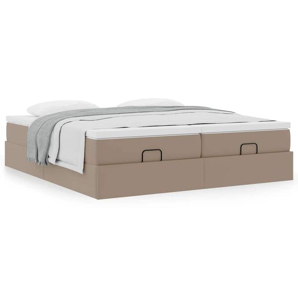 vidaXL Ottoman-Bett mit Matratzen Cappuccino 200x200cm Kunstleder