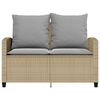 vidaXL Gartensofa 2-Sitzer mit Kissen & Tisch Beige Poly Rattan