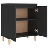 vidaXL Sideboard mit Massivholz-Beinen Schwarz 60x35x70 cm