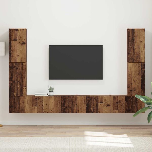 vidaXL TV-Schrankset 8 pcs Altholz Holzwerkstoff