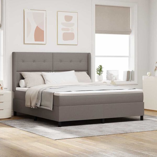 vidaXL Boxspringbett mit Matratze Taupe 200 x 180 cm Stoff