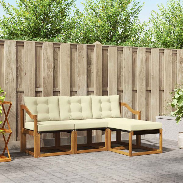 vidaXL Outdoor-Sofagarnitur mit Kissen 4 pcs Natur und Creme