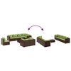 vidaXL 9-tlg. Garten-Lounge-Set mit Kissen Braun Poly Rattan