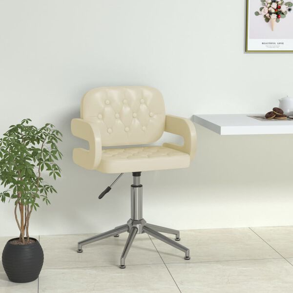 vidaXL Esszimmerstuhl Drehbar Creme Kunstleder