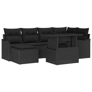 vidaXL Gartensofa-set 7 stk. Schwarz [Synthetisch]: Poly Rattan