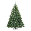 vidaXL K&uuml;nstlicher Weihnachtsbaum mit 300 LEDs Gr&uuml;n 210 cm PE und PVC
