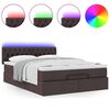 vidaXL Ottoman-Bett mit Matratze & LEDs Dunkelbraun 140x200 cm Stoff