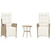 vidaXL 3-tlg. Bistro-Set mit Kissen Beige Poly Rattan