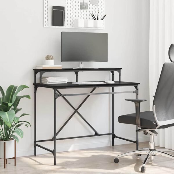 vidaXL Schreibtisch Schwarz Eichen-Optik 100 x 50 x 90 cm