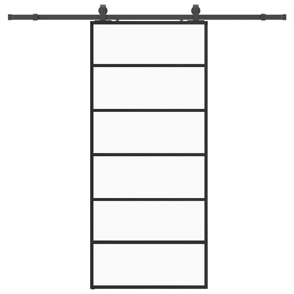 vidaXL Schiebet&uuml;r mit Beschlag Schwarz 90x205 cm ESG-Glas