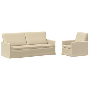 vidaXL Sofa-Set 2 pcs Creme Stoff
