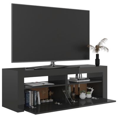 vidaXL TV-Schrank mit LED-Beleuchtung Hochglanz-Grau 120x35x40 cm