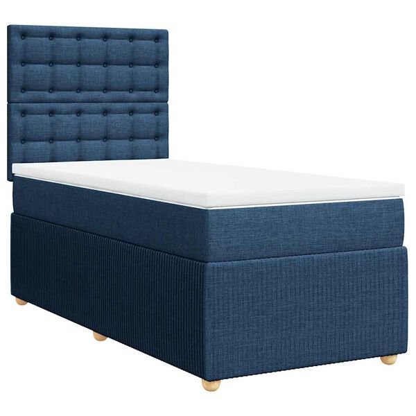 vidaXL Boxspringbett mit Matratze Blau 80x200 cm Stoff