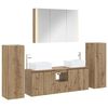 vidaXL Badezimmerm&ouml;bel-Set 6 pcs Artisan-Eiche Ingenieurholz und Glas