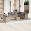 vidaXL 10-tlg. Garten-Sofagarnitur mit Kissen Beige Poly Rattan