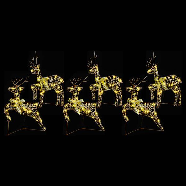 vidaXL LED Rentiere mit 180 LEDs 6 pcs Gold Haustier