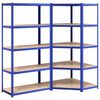 vidaXL Regale mit 5 B&ouml;den 2 Stk. Blau Stahl & Holzwerkstoff