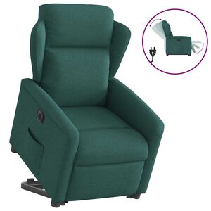 vidaXL Relaxsessel mit Aufstehhilfe Elektrisch Dunkelgr&uuml;n Stoff