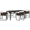 vidaXL Garten Essgruppe mit Kissen 5 pcs Braun Poly-Rattan