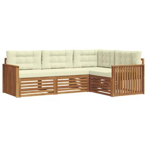 vidaXL Outdoor-Sofagarnitur mit Kissen 4 pcs Natur und Creme