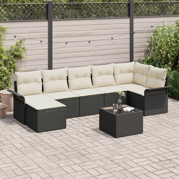 vidaXL Gartensofa-set mit Speicher 8 pcs Schwarz Poly-Rattan