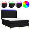 vidaXL Boxspringbett mit Matratze & LED Schwarz 140x190 cm Stoff