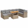 vidaXL 9-tlg. Garten-Sofagarnitur mit Kissen Beige Poly Rattan