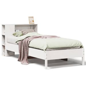 vidaXL Massivholzbett mit Regal ohne Matratze Wei&szlig; 75x190 cm Kiefer