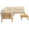 vidaXL Sofa Set mit Kissen Uni 5 pcs Beige Massivholz Akazie