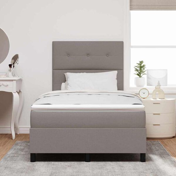 vidaXL Boxspringbett mit Matratze Taupe 120 x 190 cm Stoff