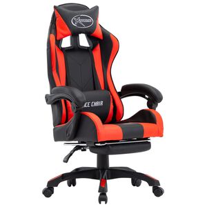vidaXL Gaming-Stuhl mit Fu&szlig;st&uuml;tze Rot und Schwarz Kunstleder