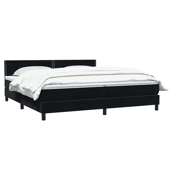 vidaXL Boxspringbett mit Matratze Schwarz 180x210 cm Samt