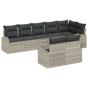 vidaXL Gartensofa-set Hellgrau 55 x 55 x 37 cm Poly-Rattan