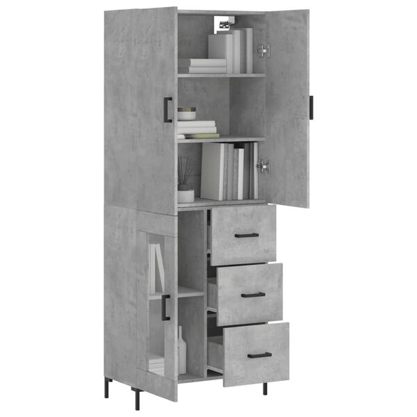 vidaXL Highboard Betongrau 69,5x34x180 cm Holzwerkstoff