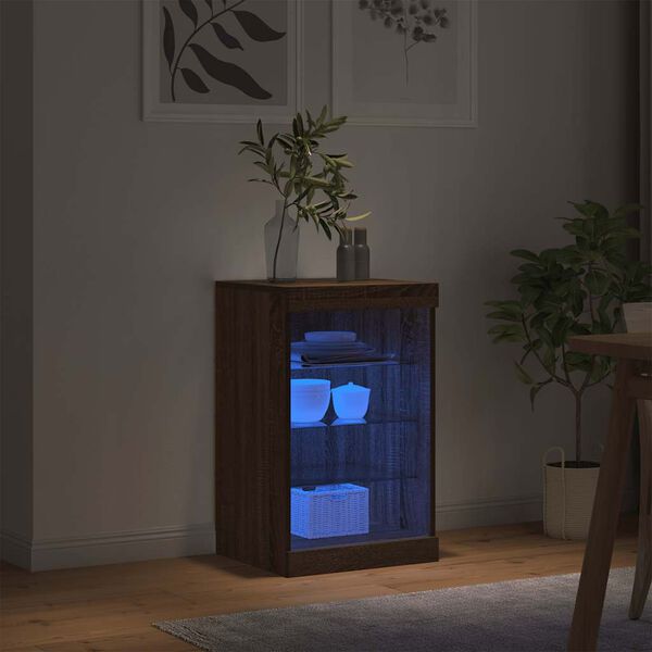 vidaXL Sideboard mit LED-Leuchten Braun Eichen-Optik 41x37x67 cm