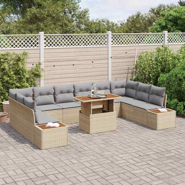 vidaXL Garten Essgruppe mit Kissen 11 pcs Beige und Grau