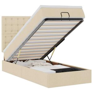 vidaXL Ottoman-Bett mit Matratze & LEDs Creme 90x190 cm Stoff