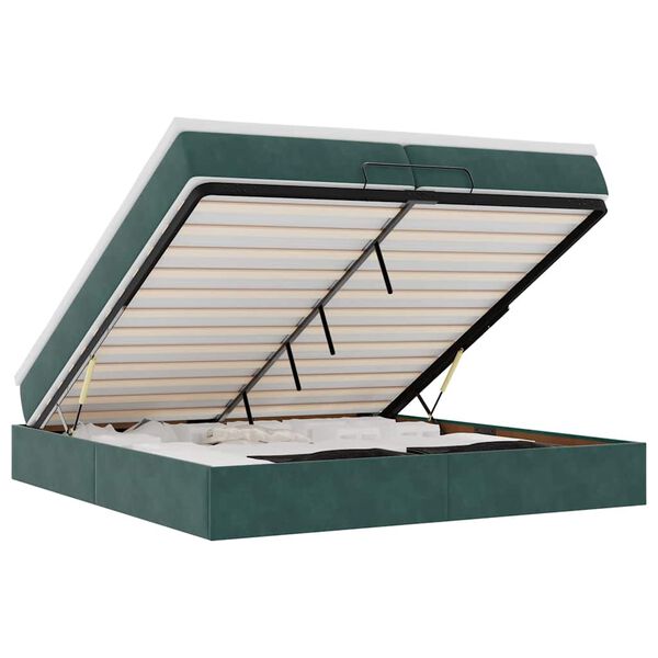 vidaXL Ottoman-Bett mit Matratzen Dunkelgr&uuml;n 200x200 cm Samt